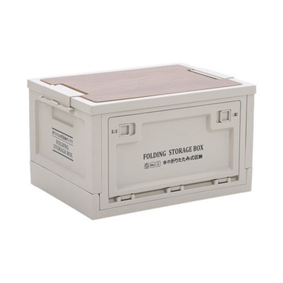 B&Q -  30L Ash Colored Foldable Plastic Storage Box Storage Bin Tabletop Organiser