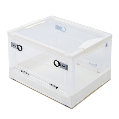 Living And Home Clear Plastic Folding Storage Box Wardrobe Organiser Storage Bin With Wheels,middle from B&Q