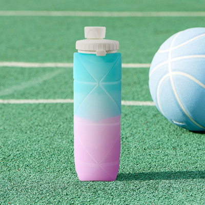 Thehotsale 600Ml Collapsible Silicone Water Bottle For Travel Gym Blue And Purple from B&Q
