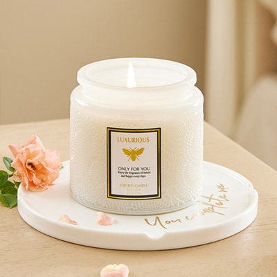 Living And Home Elegant Scented Soy Wax Candle With Litsea Cubeba Aroma And Embossed Jar from B&Q