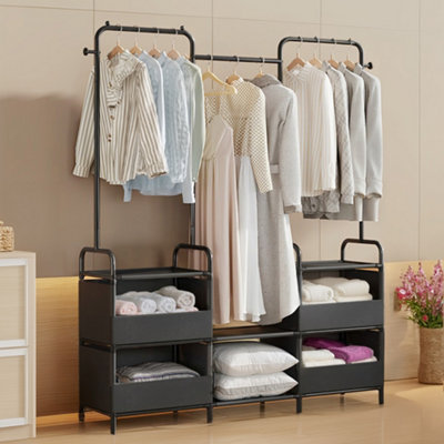 B&Q -  Metal Freestanding Garment Clothes Rack With Shelves