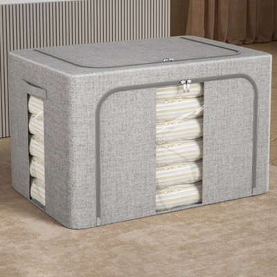 B&Q -  Grey 100L Metal Frame Fabric Clothes Storage Box