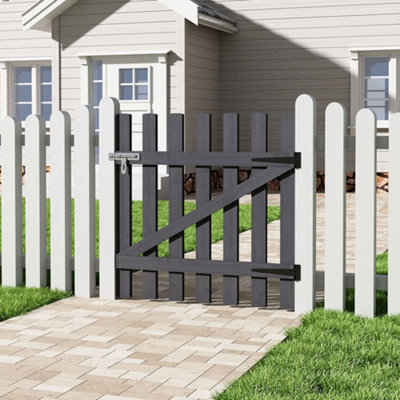 B&Q -  Grey Wooden Garden Fence Gate Single Swing Gate With Latch H 90Cm X W 90Cm
