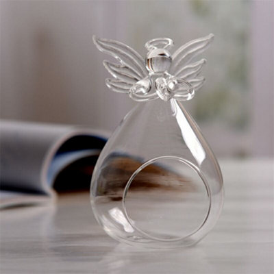 Living And Home Transparent 11.5Cmh Glass Angel Candle Holder
