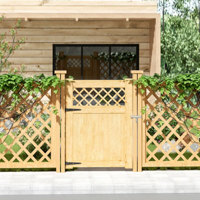 Living And Home Rhombus Garden Wood Fence Gate With Door Latch 90Cm W X 120Cm H from B&Q
