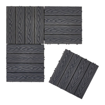 Living And Home 11Pcs Wood Grain Interlocking Decking Tiles Wooden Floor Tiles 30Cm X 30Cm from B&Q