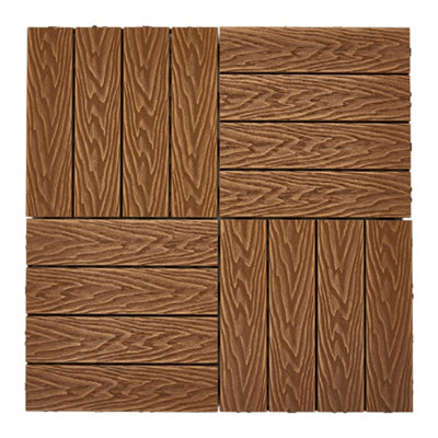 Living And Home 11Pcs Wood Grain Interlocking Deck Tiles Wooden Floor Tiles 30Cm X 30Cm from B&Q