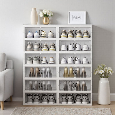 Thehotsale 6 Tier Foldable Shoe Display Cabinet With Transparent Doors from B&Q