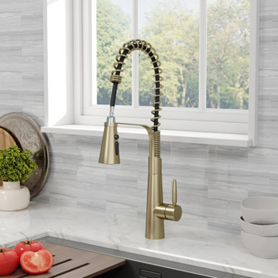 Thehotsale Pre-Rinse Pull Down Gold Kitchen Faucet 304 Stainless Steel And Brass