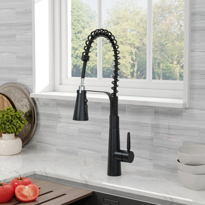 Thehotsale Pre-Rinse Pull Down Black Kitchen Faucet 304 Stainless Steel And Brass