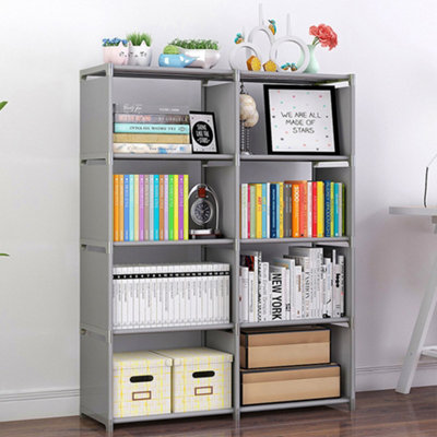 Thehotsale Open-Style Storage Shelf Freestanding 125Cm H Bookcase In Silver Grey Assembly Required from B&Q