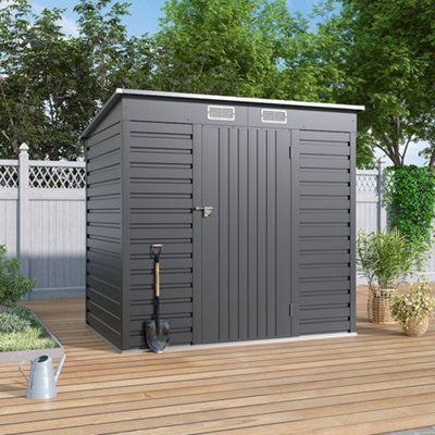 Thehotsale Outdoor Shed Single Door Galvanized Steel Plate Shed Storage Shed In Grey