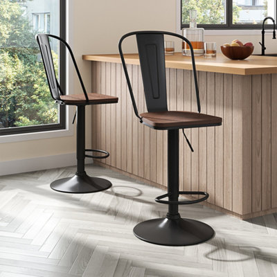 Thehotsale 2Pcs Swivel Height Adjustable Bar Chairs Stools With Backrest For Breakfast BarCounterKitchen And Home Barstoolsin from B&Q