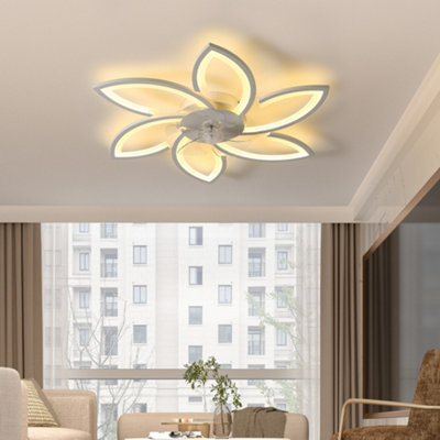 Thehotsale 78Cm Dia Modern Flower Shape Ceiling Fan With Led Light And 6 Speed from B&Q