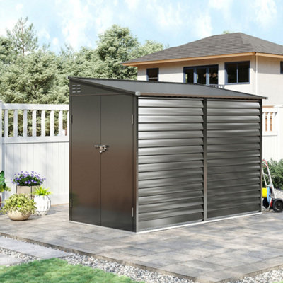 Thehotsale 8.8 X 4.7 Ft Garden Storage Shed With Single Lockable Door Outdoor Metal Sheds Storage House For Backyard Patio