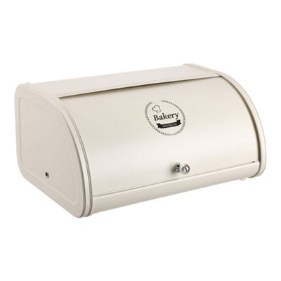 B&Q -  White Metal Roll Top Bread Container For Kitchen Countertop