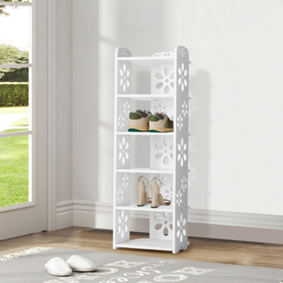 Thehotsale 6-Tier White Plastic Freestanding Open Shoes Rack For Entryway from B&Q