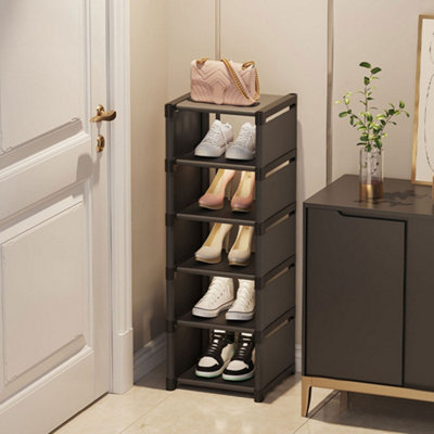 Thehotsale 6-Tier Plastic Shoe Rack Freestanding Adjustable Shoe Storage Rack Black from B&Q