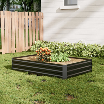 Thehotsale 120Cm W X 90Cm D Galvanized Rectangular Raised Garden Bed Planter Box In Black from B&Q