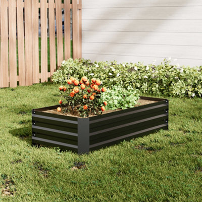 Thehotsale 100Cm W X 60Cm D Galvanized Rectangular Raised Garden Bed Planter Box In Black from B&Q