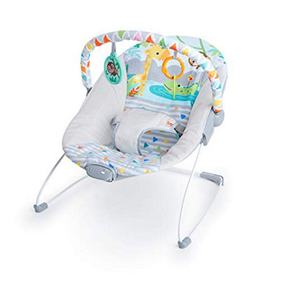 Bright Starts Safari FunVibrating Bouncer With Toy Bar from B&Q