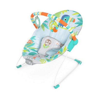 Bright Starts Baby Bouncer Soothing Vibrations Infant Seat - Removable Toy Bar, Nonslip Feet, 0-6 Months Up to 20 lbs (Rainforest Vibes) - Image 3