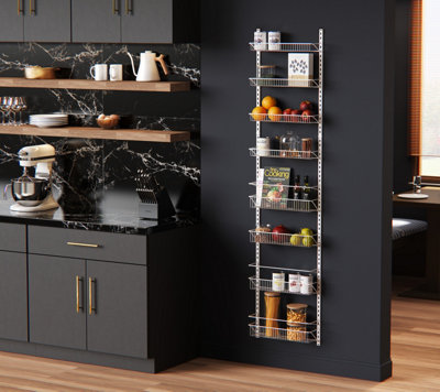 Adjustable 8 Tier Wall Rack White Metal Over The Door Storage Baskets Pantry Wall Rack By Closetmaid from B&Q