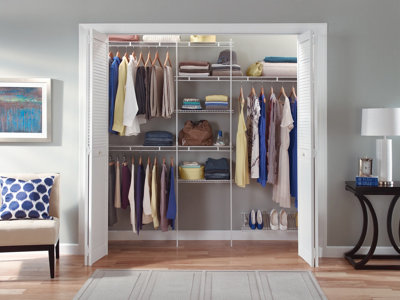 Open Wardrobe Solution Organiser Kit White Wire Shelving With Shoe Rack Storage System By Closetmaid