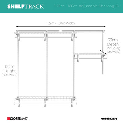 Adjustable ShelfTrack Wardrobe Organiser Kit up to 1.83m/ 6ft with ...