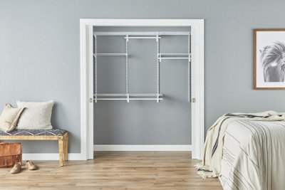  - Closetmaid Shelftrack 1.8M/6Ft Adjustable Wardrobe Organiser KitWhite Wire Wall Storage System & Clothes Hanging Rail