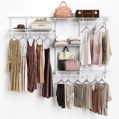  - Closetmaid 2.4M/ 8Ft Wide Open Wardrobe System Wire Shelving & Hanging Closet Kit