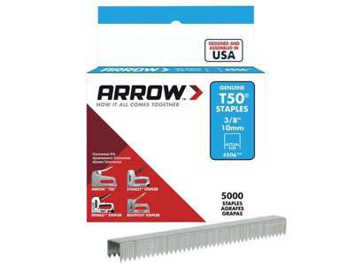 B&Q Arrow A506ip T50 Staples 10Mm (3/8In) (Bulk Pack 5000) Arrt5038ip Size 0.050