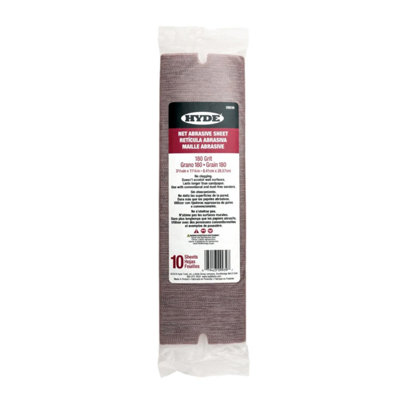 Hyde Tools 09939 Net Abrasive Sanding Sheets 180 Grit 10 PackPre-Cut Perforated Sheets 28.57 Cm X 8.41 Cm from B&Q