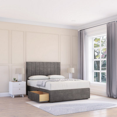 Sloomy 3Ft Kansas Divan Bed Base Slate Naples ,no Drawers & 54" Floor Standing HeadboardSingle from B&Q