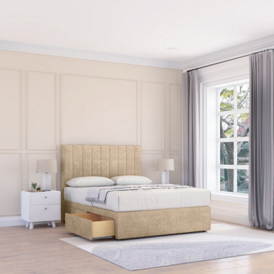 Sloomy 3Ft Kansas Divan Bed Base Almond Coinston ,no Drawers & 54" Floor Standing HeadboardSingle from B&Q