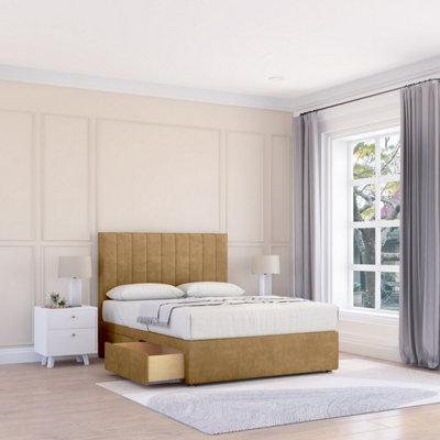 Sloomy 2Ft6 Kansas Divan Bed Base Mink Plush ,no Drawers & 54" Floor Standing HeadboardSmall Single from B&Q