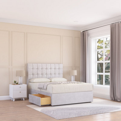 Sloomy 2Ft6 Alabama Divan Bed Base Silver Plush ,no Drawers & 54" Floor Standing HeadboardSmall Single from B&Q