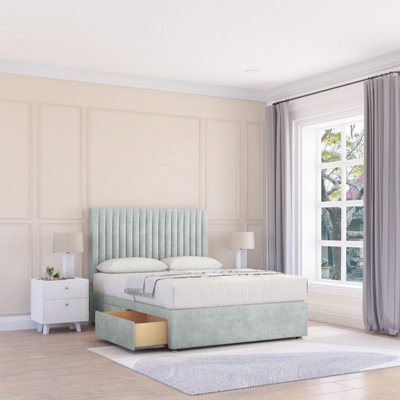 Sloomy 3Ft Manhattan Divan Bed Base Silver Naples ,no Drawers & 54" Floor Standing HeadboardSingle from B&Q