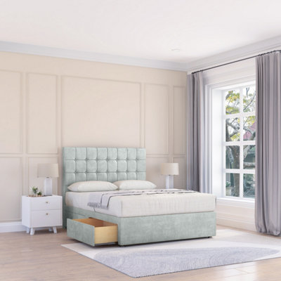 Sloomy 4Ft6  Alabama Divan Bed Base Silver Naples ,4 Drawers & 54" Floor Standing HeadboardDouble from B&Q