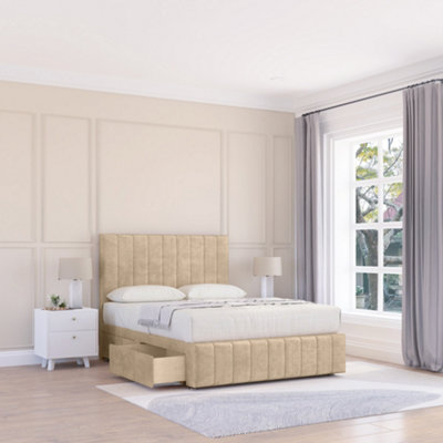 Sloomy 3Ft California Divan Bed Base Almond Coinston ,no Drawers12" Footboard & 26" Struts HeadboardSingle from B&Q