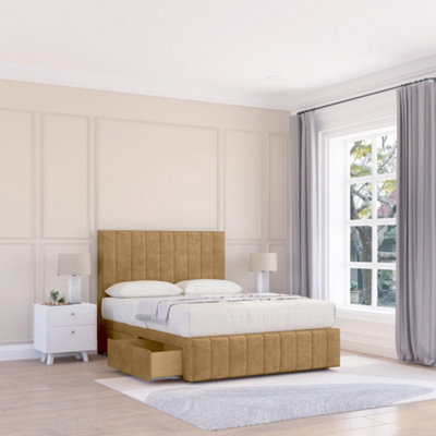 Sloomy 6Ft California Divan Bed Base Mink Plush ,no Drawers12" Footboard & 26" Struts HeadboardSuper King from B&Q