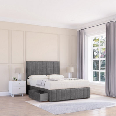 Sloomy 6Ft California Divan Bed Base Steel Plush ,no Drawers12" Footboard & 26" Struts HeadboardSuper King from B&Q