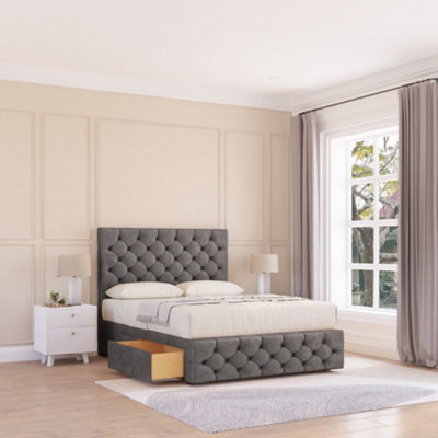 Sloomy 6Ft Watson Divan Bed Base Slate Naples ,no Drawers12" Footboard & 26" Struts HeadboardSuper King from B&Q