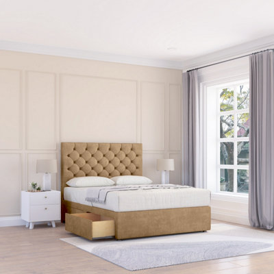 Sloomy 6Ft Mayfair Divan Bed Base Latte Dumfries ,2 Drawers & 26" Struts HeadboardSuper King from B&Q