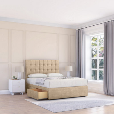 Sloomy 2Ft6 Alabama Divan Bed Base Almond Coinston ,2 Drawers & 26" Struts HeadboardSmall Single from B&Q