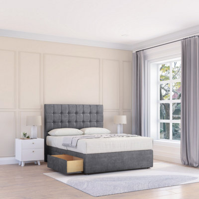 Sloomy 4Ft6  Alabama Divan Bed Base Armour Coinston ,2 Drawers & 26" Struts HeadboardDouble from B&Q