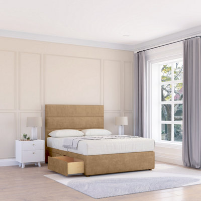 Sloomy 2Ft6 Texas Divan Bed Base Latte Dumfries ,2 Drawers & 26" Struts HeadboardSmall Single from B&Q