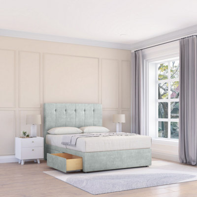 Sloomy 6Ft Highbury Divan Bed Base Silver Naples ,2 Drawers & 26" Struts HeadboardSuper King from B&Q