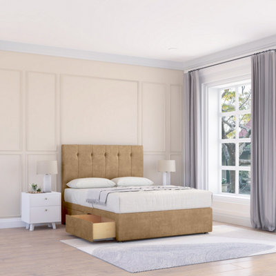 Sloomy 3Ft Highbury Divan Bed Base Latte Dumfries ,2 Drawers & 26" Struts HeadboardSingle from B&Q