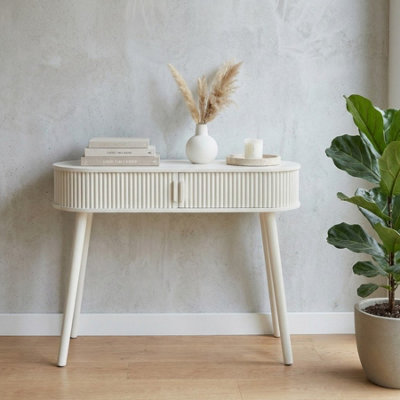 Garden Greatness Maison Ribbed Sand Tone Side Table Modern from B&Q